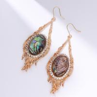 Abalone Shell Earring, Zinc Alloy, with Abalone Shell, Teardrop, gold color plated, fashion jewelry & micro pave cubic zirconia & for woman & hollow, mixed colors [