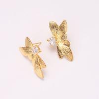 Cubic Zircon Brass Earring, with Cubic Zirconia, gold color plated, fashion jewelry & for woman 