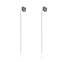 Sterling Silver Thread Through Earrings, 925 Sterling Silver, Common Camelia, fashion jewelry & for woman, 60mm 