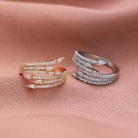 Zircon pavent l'anneau en laiton de doigt, Placage, bijoux de mode & pavé de micro zircon & pour femme, plus de couleurs à choisir, Vendu par PC