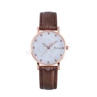 Wrap Watch, PU Leather, with Glass & 304 Stainless Steel & Zinc Alloy, Round, rose gold color plated, fashion jewelry & Chinese movement & for woman & with rhinestone Approx 235 mm [