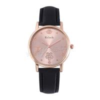 Wrap Watch, PU Leather, with Glass & 304 Stainless Steel & Zinc Alloy, Round, rose gold color plated, fashion jewelry & Chinese movement & for woman Approx 233 cm [