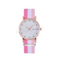Wrap Watch, Canvas, with Glass & 304 Stainless Steel & Zinc Alloy, Round, rose gold color plated, fashion jewelry & Chinese movement & for woman Approx 233 mm 