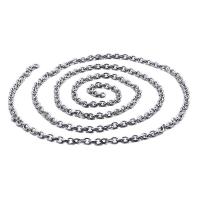 Stainless Steel Oval Chain, 304 Stainless Steel, Vacuum Ion Plating, DIY, 3mm m [