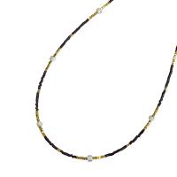 Gemstone Necklaces, Natural Stone, with Brass, with 5CM extender chain, handmade, fashion jewelry & for woman, black Approx 40 cm 