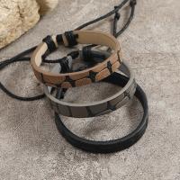 PU Leather Cord Bracelets, with Wax Cord, handmade, Unisex  17-18CM 