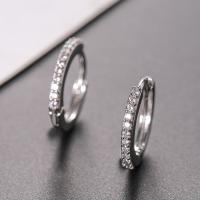 Cubic Zirconia Micro Pave Brass Earring, plated, Unisex & micro pave cubic zirconia, platinum color 