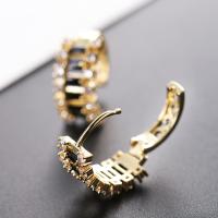 Cubic Zirconia Micro Pave Brass Earring, plated, Unisex & micro pave cubic zirconia, golden 