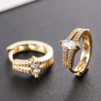 Cubic Zirconia Micro Pave Brass Earring, plated, Unisex & micro pave cubic zirconia, gold 