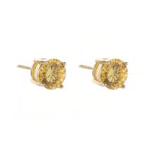 Cubic Zircon Brass Earring, plated, Unisex & micro pave cubic zirconia, golden 