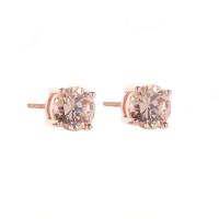 Cubic Zircon Brass Earring, plated, Unisex & micro pave cubic zirconia, rose gold color 