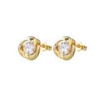 Cubic Zircon Brass Earring, plated, Unisex & micro pave cubic zirconia 10mm 
