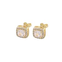 Cubic Zirconia Micro Pave Brass Earring, plated, Unisex & micro pave cubic zirconia 10mm 