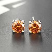 Cubic Zircon Brass Earring, plated, micro pave cubic zirconia & for woman 7mm 