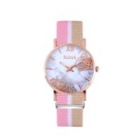 Women Wrist Watch, Canvas, with Glass & 304 Stainless Steel & Zinc Alloy, Round, rose gold color plated, fashion jewelry & Chinese movement & for woman Approx 233 mm 