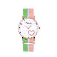 Women Wrist Watch, Canvas, with 304 Stainless Steel & Zinc Alloy, Round, rose gold color plated, fashion jewelry & Chinese movement & for woman & with rhinestone Approx 233 mm 