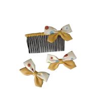 Ensemble de bijoux de cheveux enfants, tissu, avec fer, Noeud papillon, pour les enfants & styles différents pour le choix, Jaune, Vendu par PC