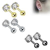 Stainless Steel Ear Piercing Jewelry, 316 Stainless Steel, Vacuum Ion Plating, Unisex & micro pave cubic zirconia 