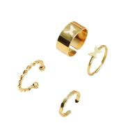 En alliage de zinc Bague, Placage de couleur d'or, 4 pièces & bijoux de mode & pour femme, doré, 17mm, Vendu par fixé