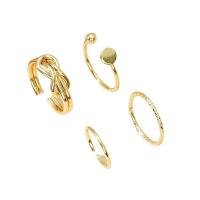 Zink-Legierung Ring Set, Zinklegierung, goldfarben plattiert, 4 Stück & Modeschmuck & für Frau, goldfarben, 15mm,17mm, verkauft von setzen