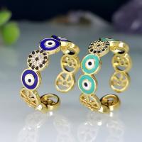 Evil Eye Jewelry Finger Ring, Brass, Round, gold color plated, fashion jewelry & Unisex & micro pave cubic zirconia & enamel 