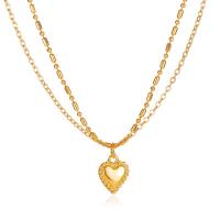 Fashion Multi Layer Necklace, Zinc Alloy, with 1.97inch extender chain, Heart, plated, Double Layer & fashion jewelry & for woman Approx 16.14 Inch 