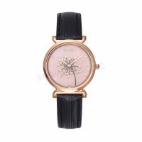 Women Wrist Watch, PU Leather, with Glass & 304 Stainless Steel & Zinc Alloy, Round, rose gold color plated, fashion jewelry & Chinese movement & for woman Approx 233 mm 