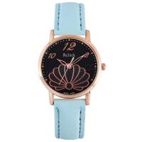 Women Wrist Watch, PU Leather, with Glass & 304 Stainless Steel & Zinc Alloy, Round, rose gold color plated, fashion jewelry & Chinese movement & for woman Approx 235 mm 