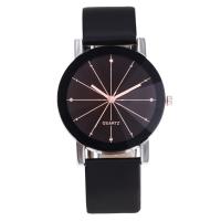 Couple Watch Bracelets, PU Leather, with Glass & 304 Stainless Steel, Round, fashion jewelry & Chinese movement black 