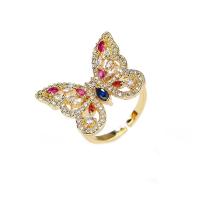 Cubic Zirconia Micro Pave Brass Finger Ring, Butterfly, plated, fashion jewelry & micro pave cubic zirconia Inner Approx 18mm 