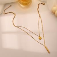 Fashion Multi Layer Necklace, 304 Stainless Steel, plated, Double Layer & fashion jewelry & for woman, gold 