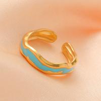 Enamel Stainless Steel Finger Ring, 304 Stainless Steel, with enamel, plated, fashion jewelry & for woman 18mm 