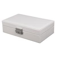 Multifunctional Jewelry Box, PU Leather, with Velveteen, Rectangle, portable & dustproof [