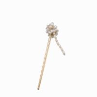 Hair Stick, Freshwater Pearl, with Brass, 18K gold plated, fashion jewelry & for woman, 170mm 