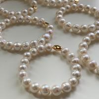 Bracelets de perles En alliage de zinc , perle d'eau douce cultivée, avec alliage de zinc, bijoux de mode & pour femme, blanc, 8-9mm Environ 17.5-18 cm, Vendu par PC