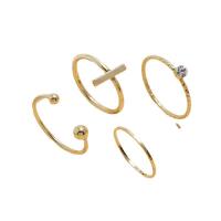 Zinc Alloy Ring Set, 4 pieces & fashion jewelry & for woman & with rhinestone, golden, 17mm 
