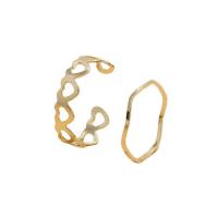 Zinc Alloy Ring Set, gold color plated, 2 pieces & fashion jewelry & for woman, golden, 17mm 