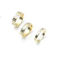 Цинковый сплав кольцо Установить, цинковый сплав, плакирован золотом, три части & ювелирные изделия моды & Женский, Золотой, 17mm, продается указан