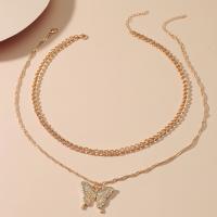Fashion Multi Layer Necklace, Zinc Alloy, Butterfly, gold color plated, 2 pieces & fashion jewelry & for woman, golden cm 