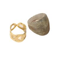 Acrylic Finger Ring, with Zinc Alloy, gold color plated, 2 pieces & fashion jewelry & for woman, two different colored, 17mm 