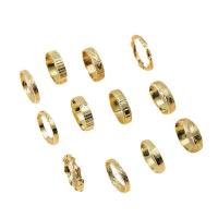 Zinc Alloy Ring Set, gold color plated, 12 pieces & fashion jewelry & for woman, golden, 17mm 