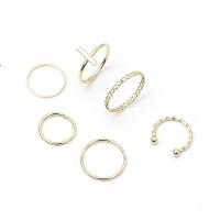 Zinc Alloy Ring Set, gold color plated, 6 pieces & fashion jewelry & for woman, golden, 17mm 