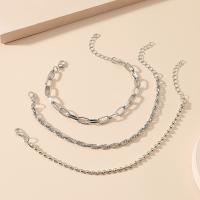 Fashion Zinc Alloy Bracelets, silver color plated, three pieces & fashion jewelry & for woman, silver color cm 