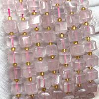 Natürliche Rosenquarz Perlen, Quadrat, DIY & facettierte, Rosa, 8mm, Länge:ca. 39 cm, verkauft von Strang