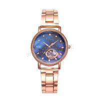 Women Wrist Watch, Zinc Alloy, with Glass & 304 Stainless Steel, Round, rose gold color plated, fashion jewelry & Chinese movement & for woman & with rhinestone Approx 264 mm 