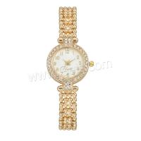 Women Wrist Watch, Zinc Alloy, with Glass & 304 Stainless Steel, Round, plated, fashion jewelry & Chinese movement & for woman & with rhinestone Approx 195 mm 