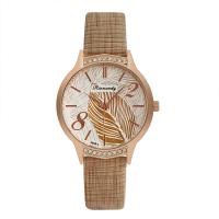 Women Wrist Watch, PU Leather, with Glass & 304 Stainless Steel & Zinc Alloy, Round, rose gold color plated, fashion jewelry & Chinese movement & for woman & with rhinestone Approx 245 mm 