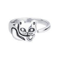 Brass Finger Ring, Cat, plated, fashion jewelry & Unisex, silver color 
