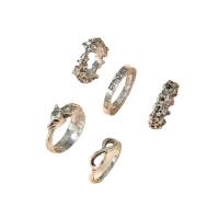 Zinc Alloy Ring Set, silver color plated, 5 pieces & fashion jewelry & for woman, silver color, 17mm 