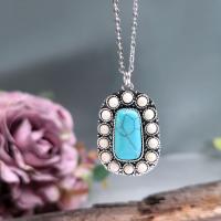 Turquoise Zinc Alloy Necklace, with Synthetic Turquoise, with 5cm extender chain, antique silver color plated, vintage & fashion jewelry & for woman, mixed colors Approx 45 cm 